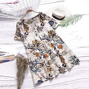 Vintage Floral Printed Irregular Dress